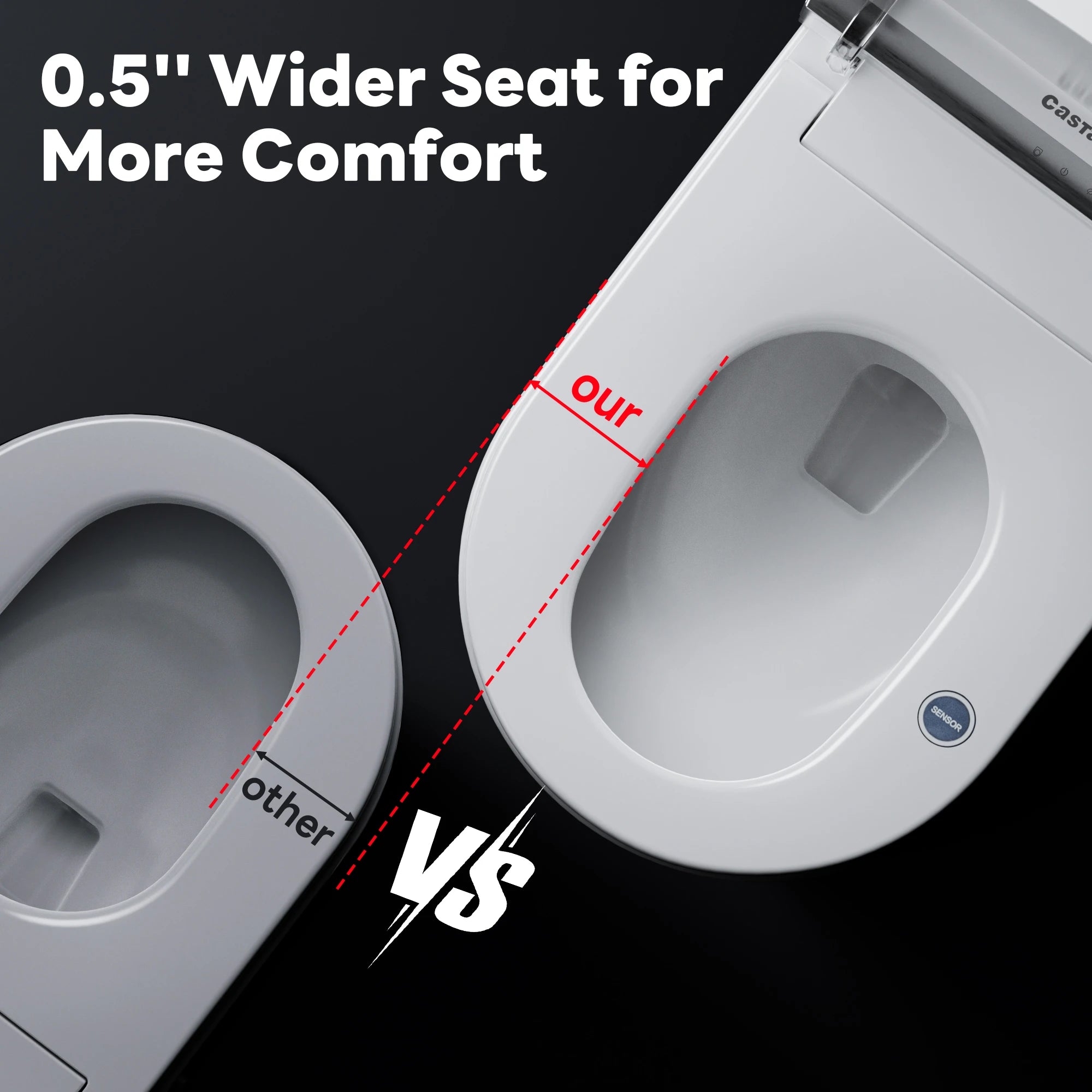 Casta Diva Smart Toilet with Wider Toilet Seat, Auto Open/Close, Heated Seat, Auto Flush, UV Sterilization | CD-K010