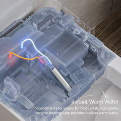 Instant warm water bidet function of Casta Diva smart toilet for enhanced hygiene, model CD-K020