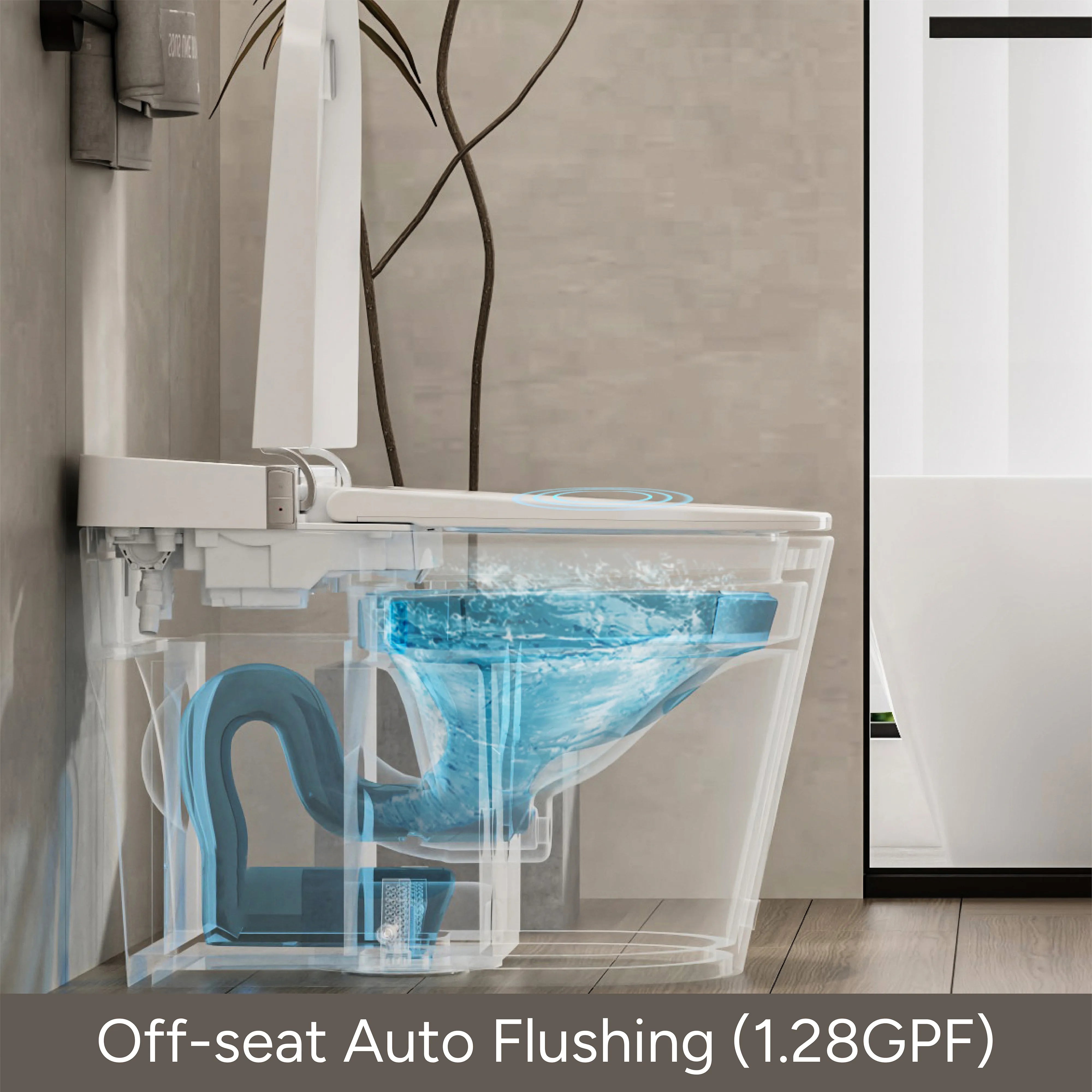 Casta Diva Smart Toilet with Wider Toilet Seat, Heated Seat, Auto Flush, UV Sterilization, Foot Sensor | CD-K020