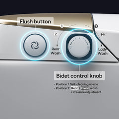 Casta Diva Non-Electric Bidet Toilet, Air-Assisted Flush, Self-Cleaning Nozzles, Gold Back Cover | A100T-G