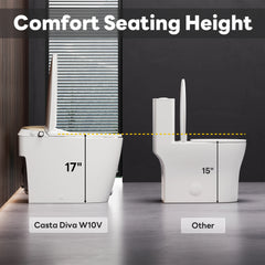 Casta Diva Non-Electric Bidet Toilet, Air-Assisted Flush, Self-Cleaning Nozzles, Gold Back Cover | A100T-G