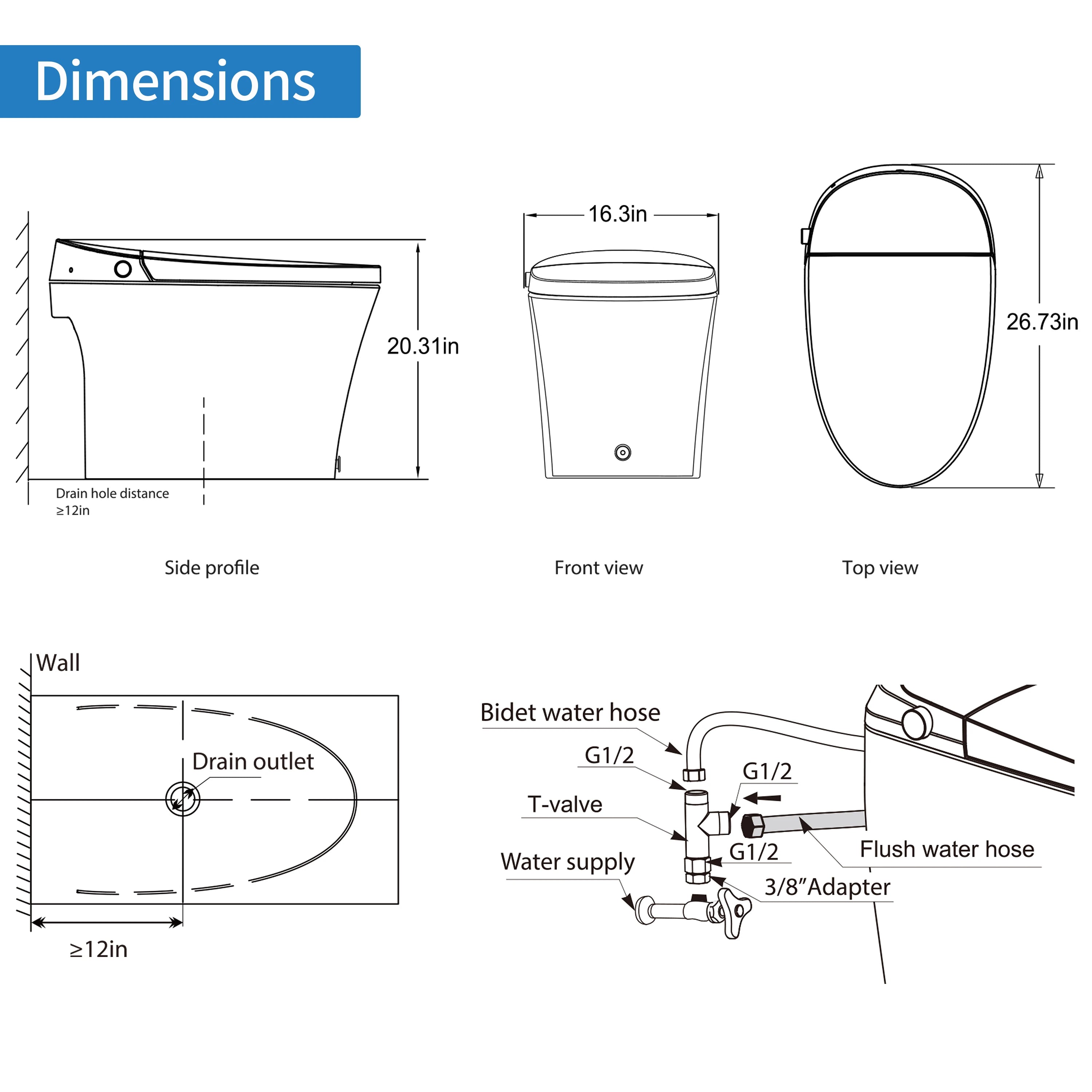 Casta Diva Smart Bidet Toilet, Auto OpenClose, Tankless  CD-Y010-7