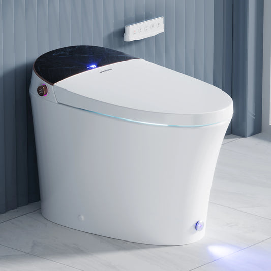 Left side view of Casta Diva smart toilet with concealed tank, auto open lid, and heated seat, model CD-Y010POV 3000