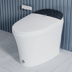 Right side profile of Casta Diva smart toilet featuring auto flush, UV sterilization, and foot sensor, model CD-Y010POV