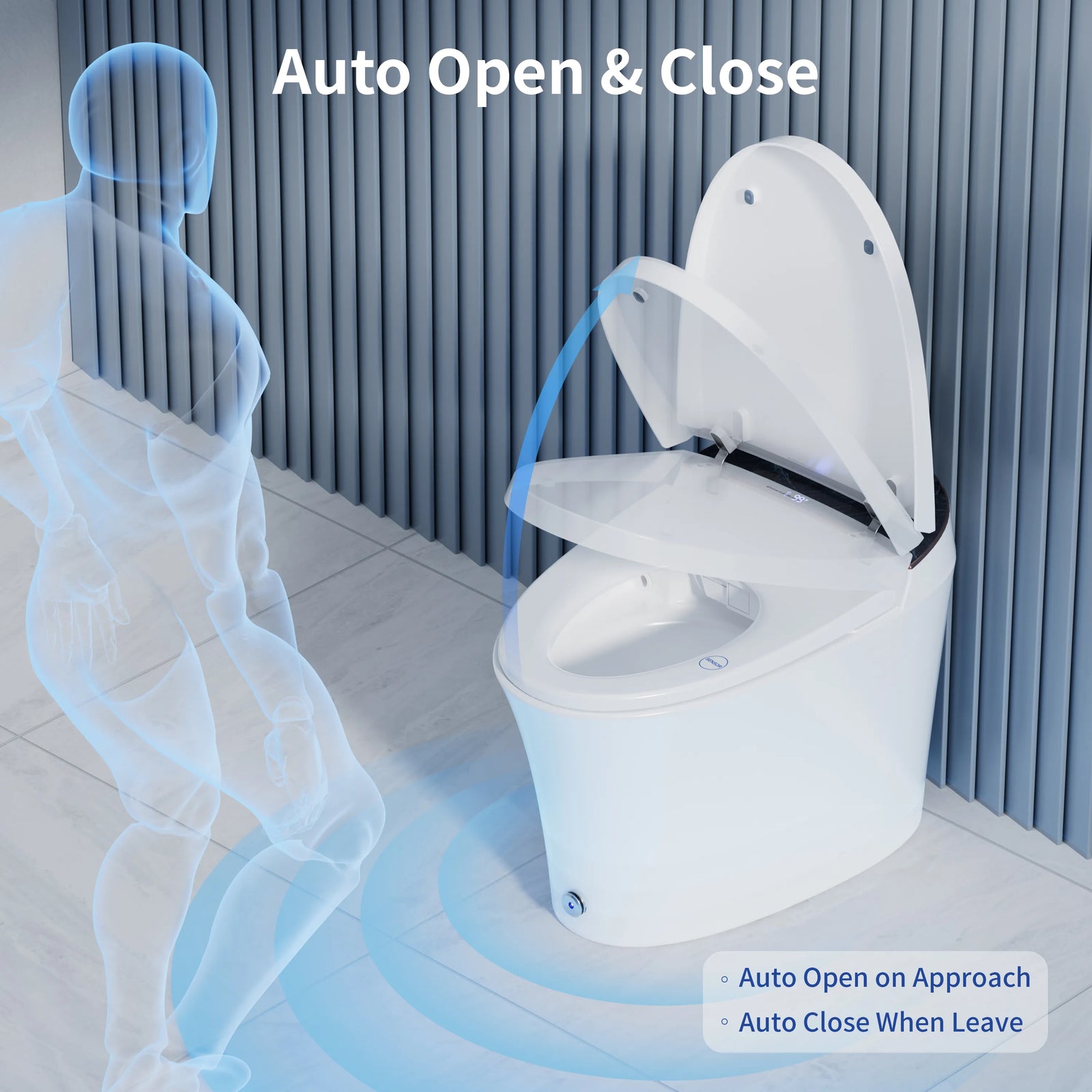 Automatic lid opening feature on Casta Diva smart toilet with sensor technology, model CD-Y010POV