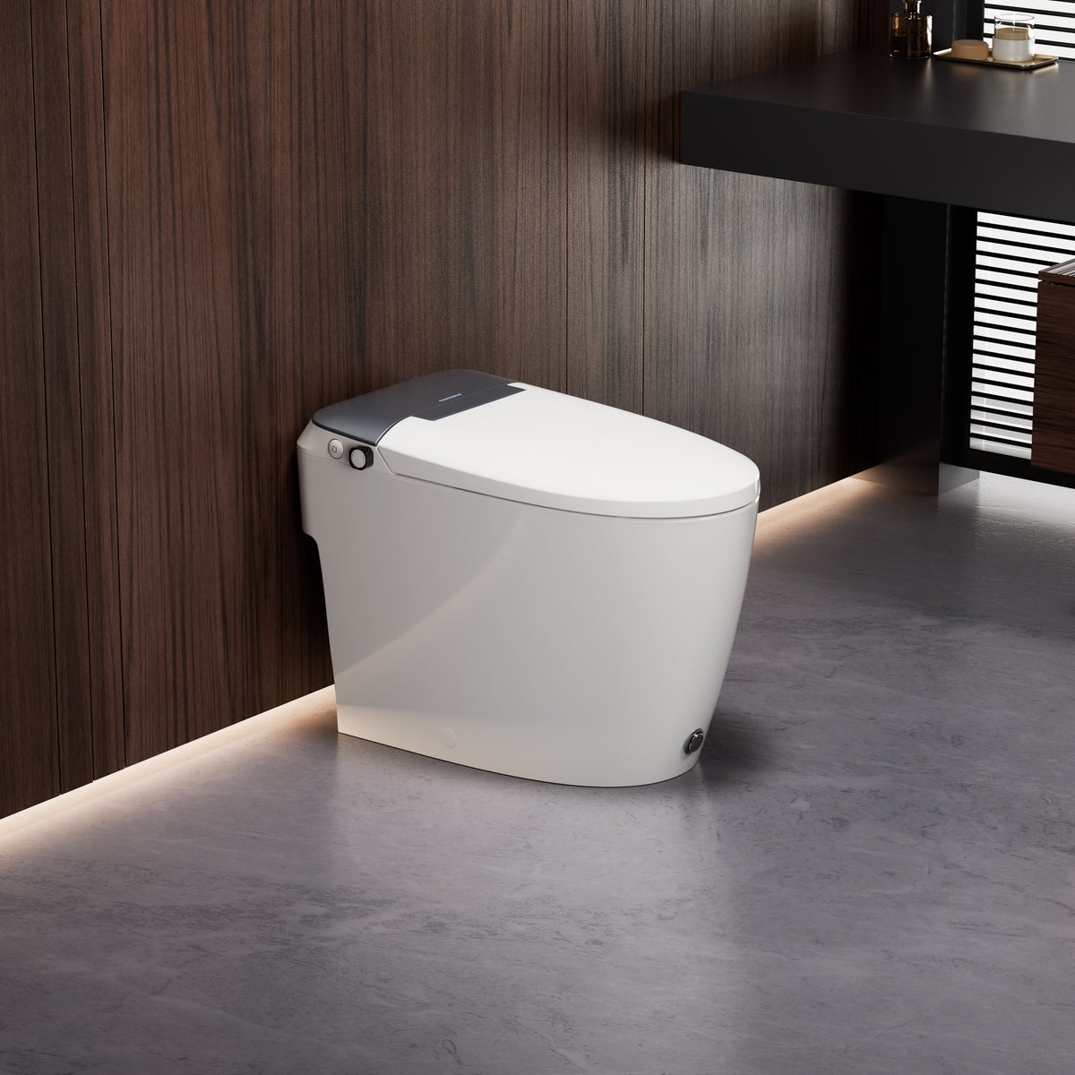 A100T Non-Electric Bidet Toilet, MAP 1000g Powerful Flush Smart Toilet with Lady/Rear Wash, Foot-kick Flush, ADA Comfort Seat Height (Power Free)